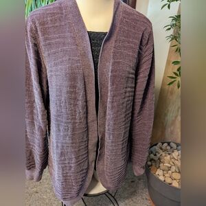 Excellent Any Body Oversized Velvety Soft Plush Plum Open Frt Cardigan Sz Lg